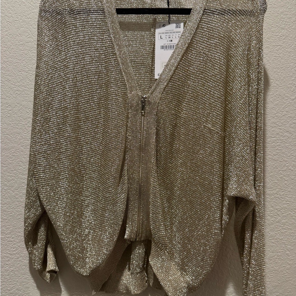 Zara Shimmering Gold Cardigan